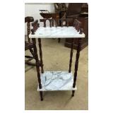 MAHOGANY & MARBLE TELEPHONE STAND