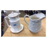 2 WHITE CHINA PITCHERS