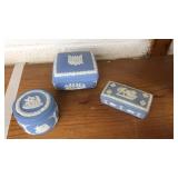 WEDGEWOOD JASPERWARE LIDDED TRINKET BOXES (3)