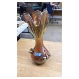 MERIGOLD DEPRESSION GLASS VASE, 13IN