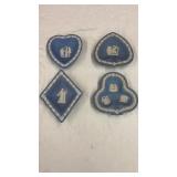 4 VINTAGE WEDGWOOD BLUE JASPERWARE TRINKET DISHES