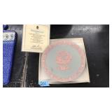 WEDGEWOOD NIB PINK ON GREY JASPER PLATE