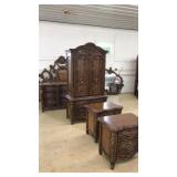 HEAVILY CARVED ORNATE WOOD BEDROOM SET