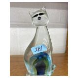 BLOWN GLASS CAT PAPER WEIGHT
