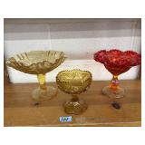 ELIVATED AMBER GLASS CANDY BOWLS