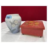 DENMARK VASE & FLORAL JEWELRY BOX