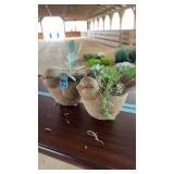 (2) BIRD PLANTERS WITH SUCCULANTS