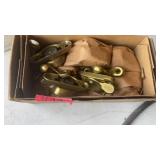 BOX OF CAST IRON BRASS PLATED SASH LOCKS