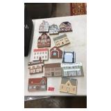 10 CATS MEOW VILLAGES & 3 WOOD REPLICAS