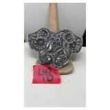 STERLING SILVER ORNATE FLORAL BROOCH