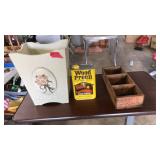 DECORATIVE WASTE BASKET, WOOD ORGANZIER & CLEANER