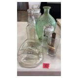 LOT OF GLASS BOTTLES & JARS