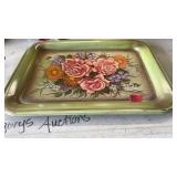 2 METAL HAND PAINTED TRAYS
