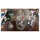 2 ONE GALLON GLASS JUGS & VINTAGE BOTTLE