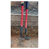 (2) EXTENDABLE HAND TOOLS: RAKE & GARDEN HOE