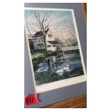 FRAMED TWO SWANS PRINT BY HARRY RICHARDSON