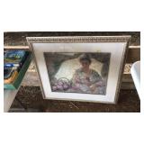 FRAMED PRINT "SITTING W/UMBRELLA" BY JOSE ROYO