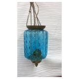 VNTG. BLUE GLASS HANGING LAMP 'MOONLIGHT SAMPLE'