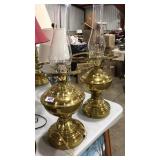 PAIR OF BRASS CONVERTED OIL LAMPS