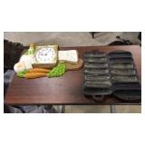 KITCHEN CLOCK AND PAIR OF IRON