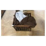 WOOD CRATE AND ASST CLOTHES