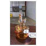 JEANNETTE MARIGOLD CARNIVAL GLASS POODLE POWDER JR