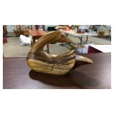 VINTAGE WOOD CARVED SWAN 9"