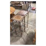 PAIR OF BAMBOO STYLE METAL PLANT STANDS