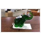 SOLID GREEN GLASS BABY ELEPHANT