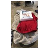 LG BOX OF ASST BLANKETS, PILLOW CASES, RUGS, ETC