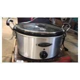 PAIR OF CROCK POTS AND A PLASTIC EGG STORAGE