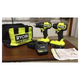 RYOBI 1/2 DRIVE DRILL & 1/4" IMPACT DRIVER KIT