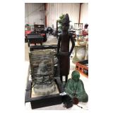 2 BUDHAS AND AFRICAN FIGURINE
