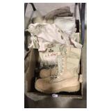 FLAT OF ASST MILITARY CLOTHES & BOOTS
