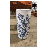 CERAMIC UMBRELLA STAND W/ BLUE & WHITE CHINOISERIE