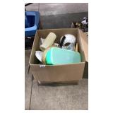LRG BOX OF ASST KITCHEN & TUPPERWARE