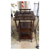 DARK WOOD 3 TIER ETAGERE, 30 H X 14 SQ