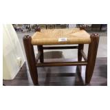 RUSH SEAT & WOOD FOOT STOOL