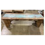 FARMHOUSE STYLE PAINTED WOOD BENCH