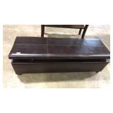 FAUX LEATHER BLANKET OTTOMAN