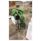 PLANT STAND WITH FAUX PLANTS