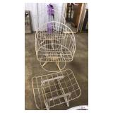 (2) MID CENTURY METAL BARREL ROCKERS & OTTOMAN