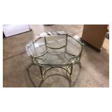 POLISHED BRASS & BEVELED GLASS COFFEE TABLE