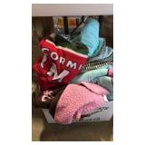 BOX LOT OF BLANKETS