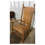 RUSH SEAT & BACK OAK ROCKING CHAIR