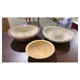 3 PRIMITIVE WOOD CARVED BOWLS
