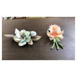 2 CAPODIMONTE PORCELAIN FLOWERS