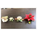 4 CAPODIMONTE PORCELAIN FLOWERS