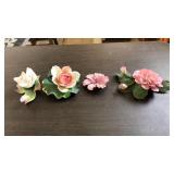 4 CAPODIMONTE PORCELAIN FLOWERS
