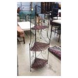 METAL & WICKER CORNER PLANT STAND, FOLDING